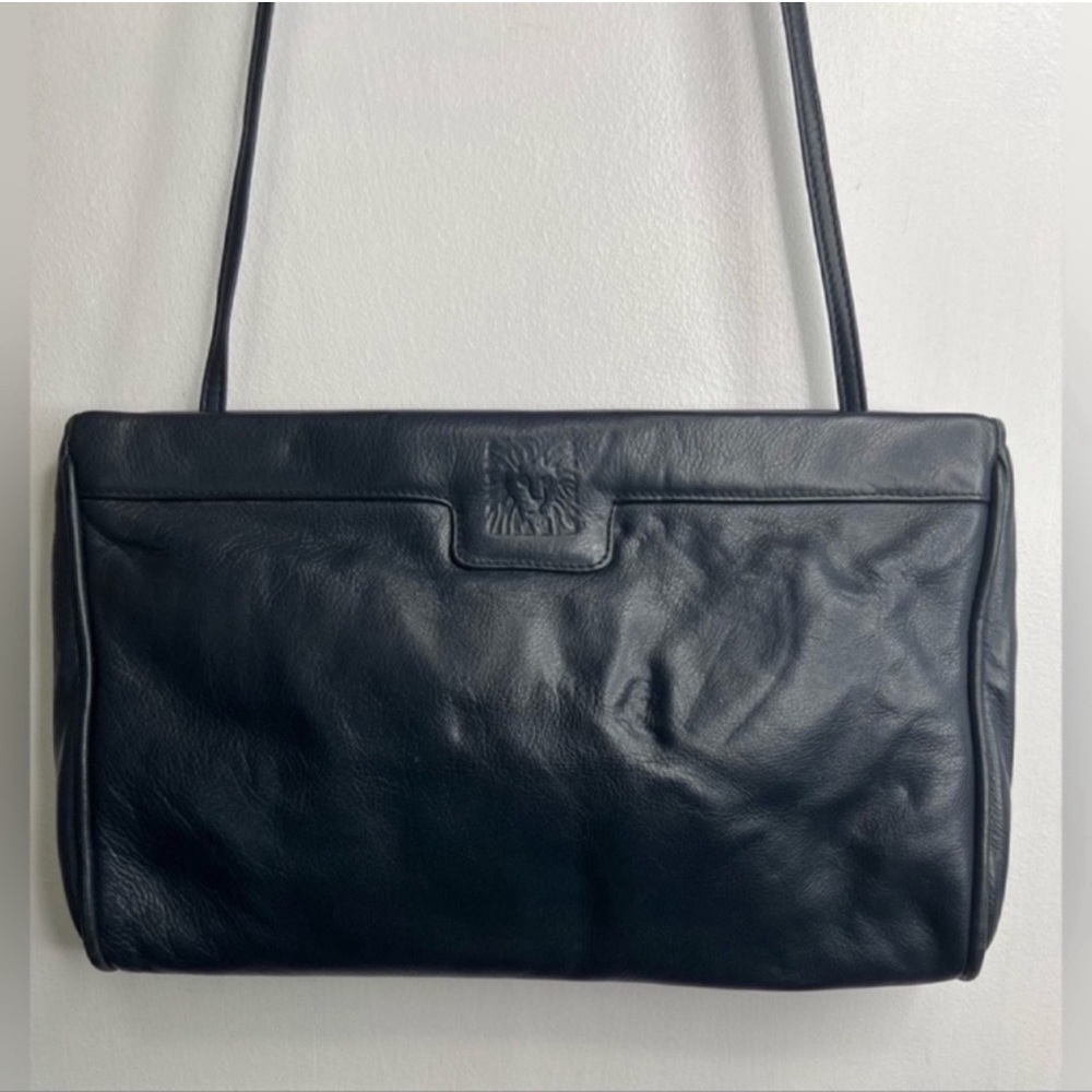 Anne Klein Black Leather Crossbody Shoulder Bag